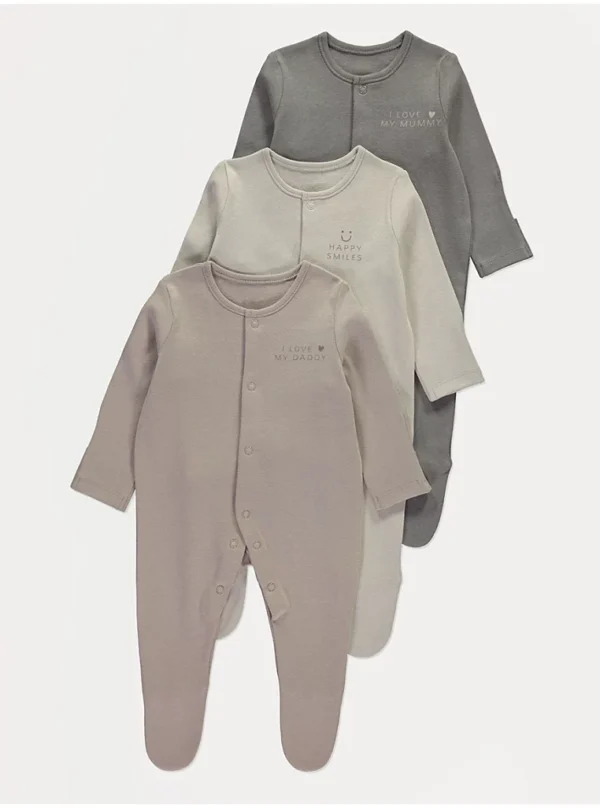 Pako 3 copë fustanpalë për gjumë Neutral Love – Mami dhe Babai