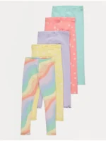 Leggings me relie (me vija) në ngjyrat e ylberit – pako 5 copë.