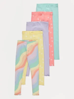 Leggings me relie (me vija) në ngjyrat e ylberit – pako 5 copë.