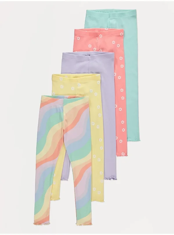 Leggings me relie (me vija) në ngjyrat e ylberit – pako 5 copë.