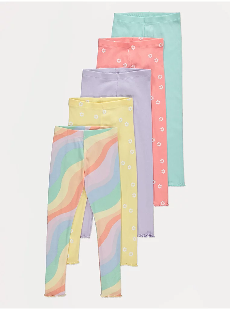 Leggings me relie (me vija) në ngjyrat e ylberit – pako 5 copë.