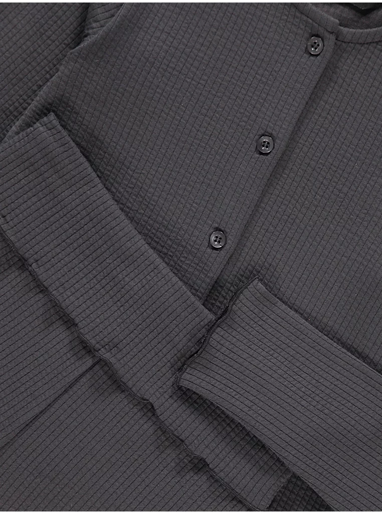 Veshje me bluzë ribbed antracit dhe pantallona wide leg