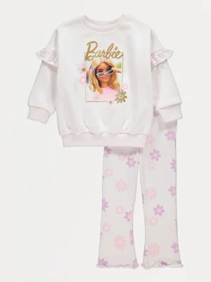 Barbie krem me bluzë me lule dhe leggins me fund të zgjeruar