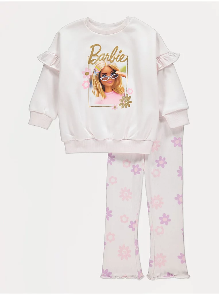 Barbie krem me bluzë me lule dhe leggins me fund të zgjeruar