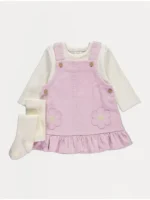 Set me pinafore kadife me lule në ngjyrë lejla