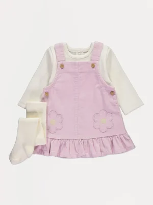 Set me pinafore kadife me lule në ngjyrë lejla