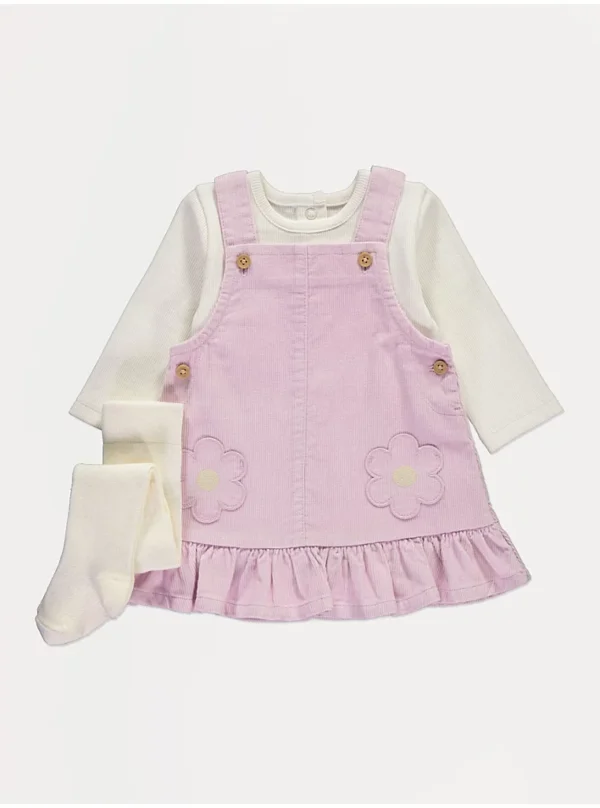 Set me pinafore kadife me lule në ngjyrë lejla