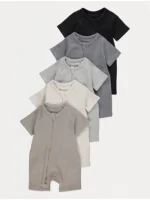 Set 5 copë romper-a neutral me rrip dhe zinxhir