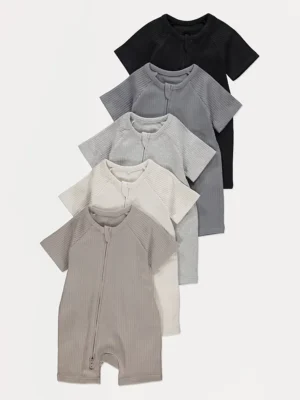 Set 5 copë romper-a neutral me rrip dhe zinxhir