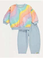 “Set me bluzë dhe tuta me këmbë barrel me dizajn ylberi.”