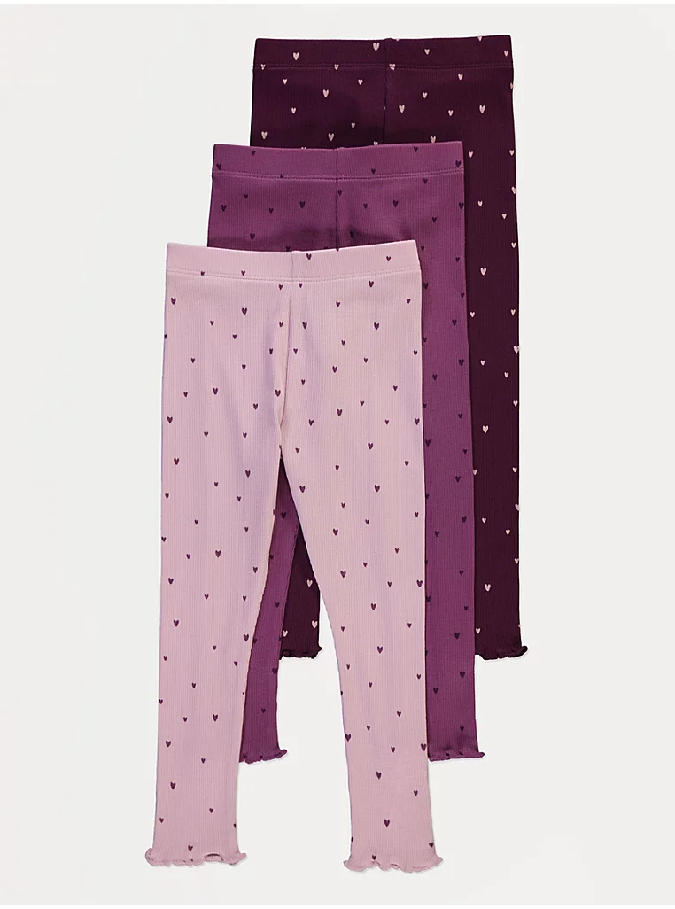 Legjinga me vija (ribbed) me zemra vjollcë – pako 3 copë