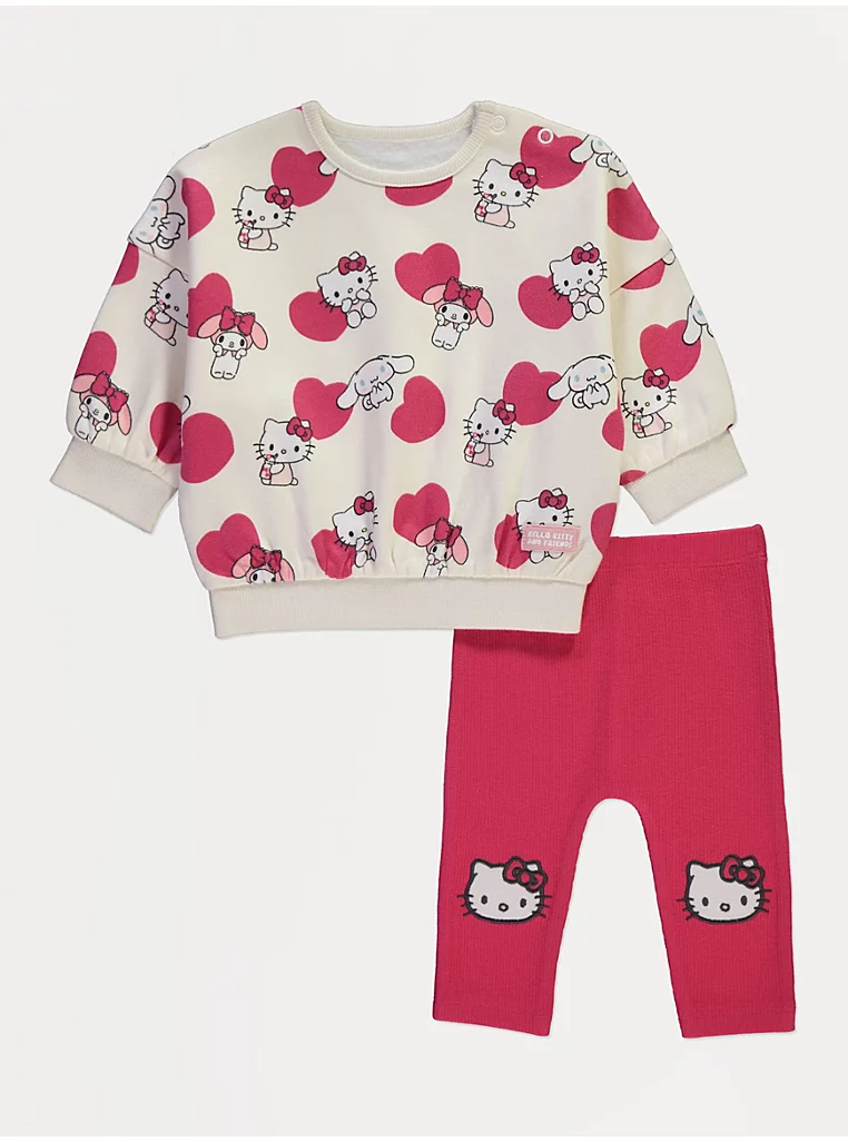 Set bluzë dhe leggingë Hello Kitty me zemër të kuqe