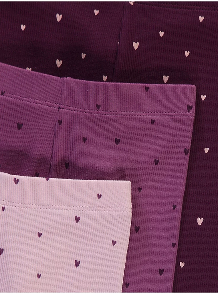 Legjinga me vija (ribbed) me zemra vjollcë – pako 3 copë