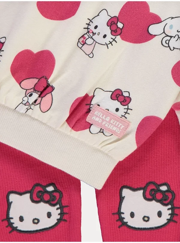Set bluzë dhe leggingë Hello Kitty me zemër të kuqe