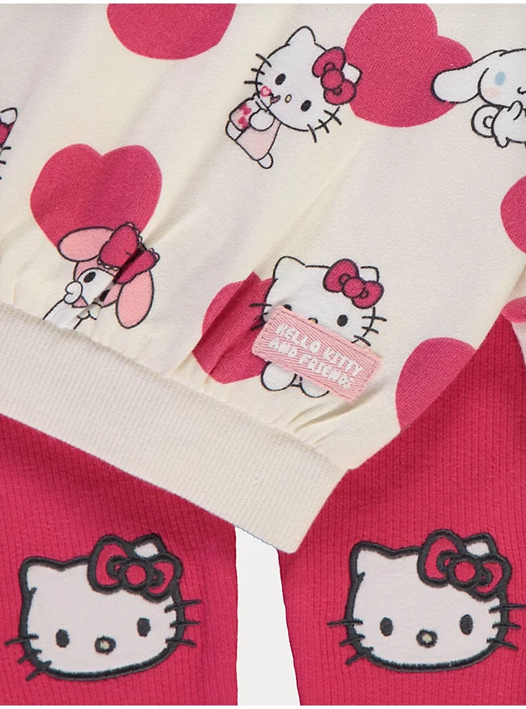 Set bluzë dhe leggingë Hello Kitty me zemër të kuqe