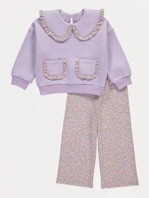 Komplet bluzë dhe pantallona të gjera me motive florale