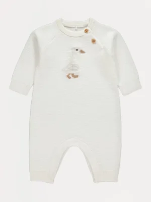 Kombinezon i bardhë i thurur me rosë të butë