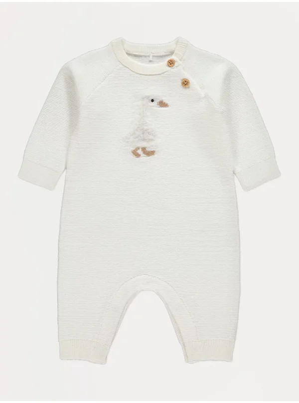 Kombinezon i bardhë i thurur me rosë të butë