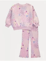 Set rozë me bluzë dhe pantallona me këmbë të zgjeruara, dizajn graffiti