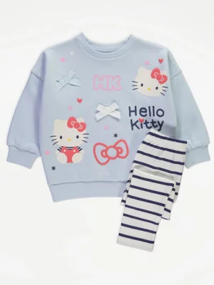 Veshje me bluzë Hello Kitty dhe leggins me vija