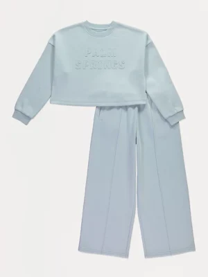 Veshje “Palm Springs” blu — sweatshirt dhe joggers