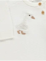 Kombinezon i bardhë i thurur me rosë të butë