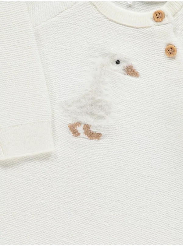 Kombinezon i bardhë i thurur me rosë të butë