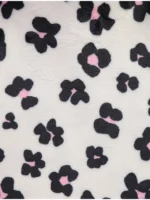 Pizhame fleece të bardha me print leopardi dhe kapuç