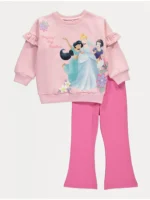 Disney Princess me bluzë rozë dhe leggins me fund të zgjeruar
