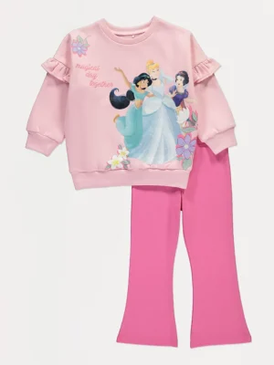 Disney Princess me bluzë rozë dhe leggins me fund të zgjeruar