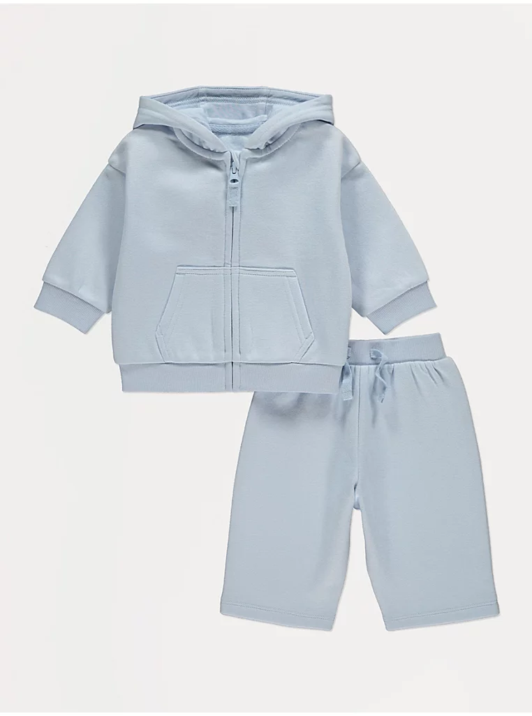 Set hanoraku të kaltër me zinxhir përpara dhe pantallona sportive