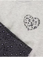 Set bluzë sportive dhe streçe gri me zemër me print leopard
