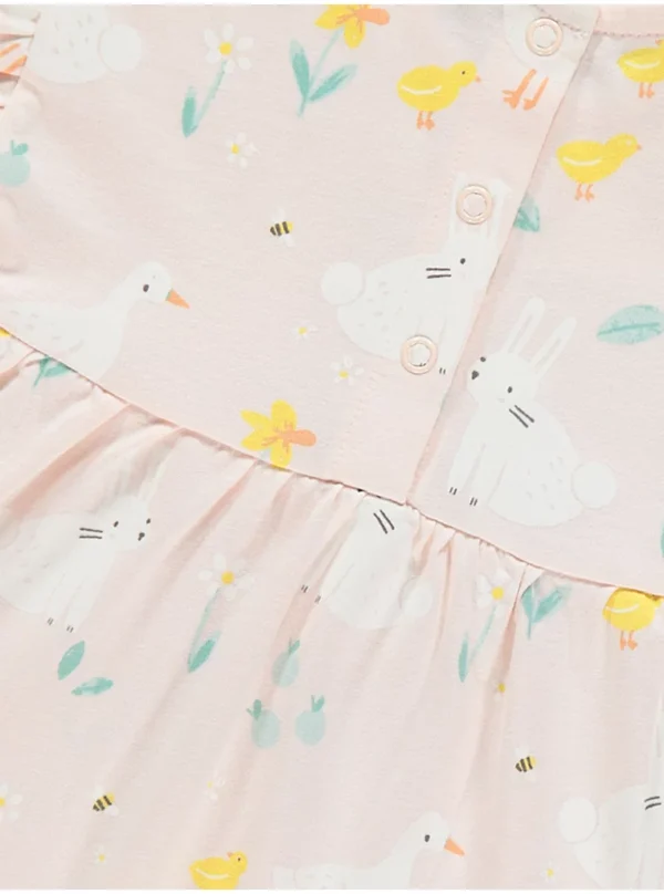 “Fustan i çelët rozë për Pashkë me mëngë të shkurtra”