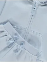 Set hanoraku të kaltër me zinxhir përpara dhe pantallona sportive