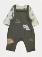 Veshje dinosauri me xhinse me rripa dhe body